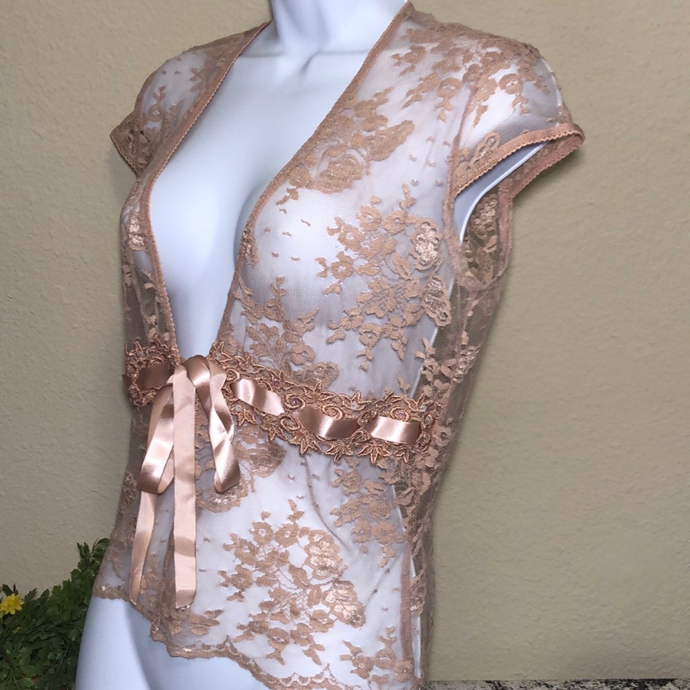 CDIV Petite pink Sheer lace top - Picture 5 of 8